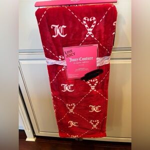 Juicy Couture Christmas Red Candy Cane Blanket Throw
